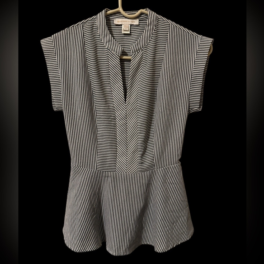 Monteau Los Angeles Peplum Striped Blouse